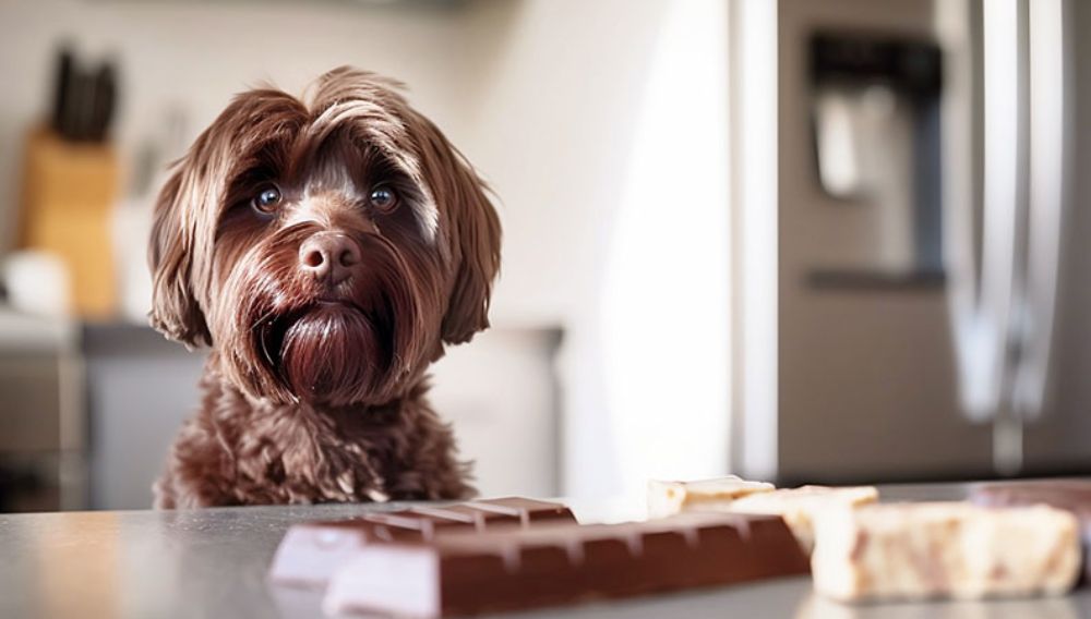 chocolate and dog